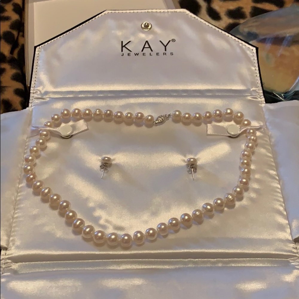 kay jewelers pearl necklace and earrings